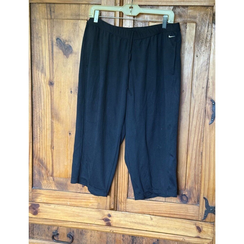 NWOT Nike Black Women's Plus Size 18 Vintage Cropped Polyester Drawstring Pants
